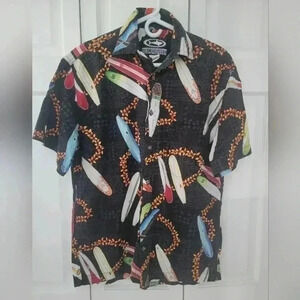 VTG Mako Sportswear Men's MED Shirt Hawaiian Button Up Surf Board Beach USA Made